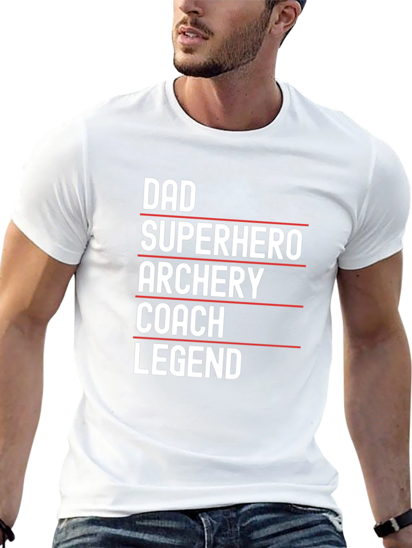 Dad Archery Coach Superhero Legend Graphic T-Shirt