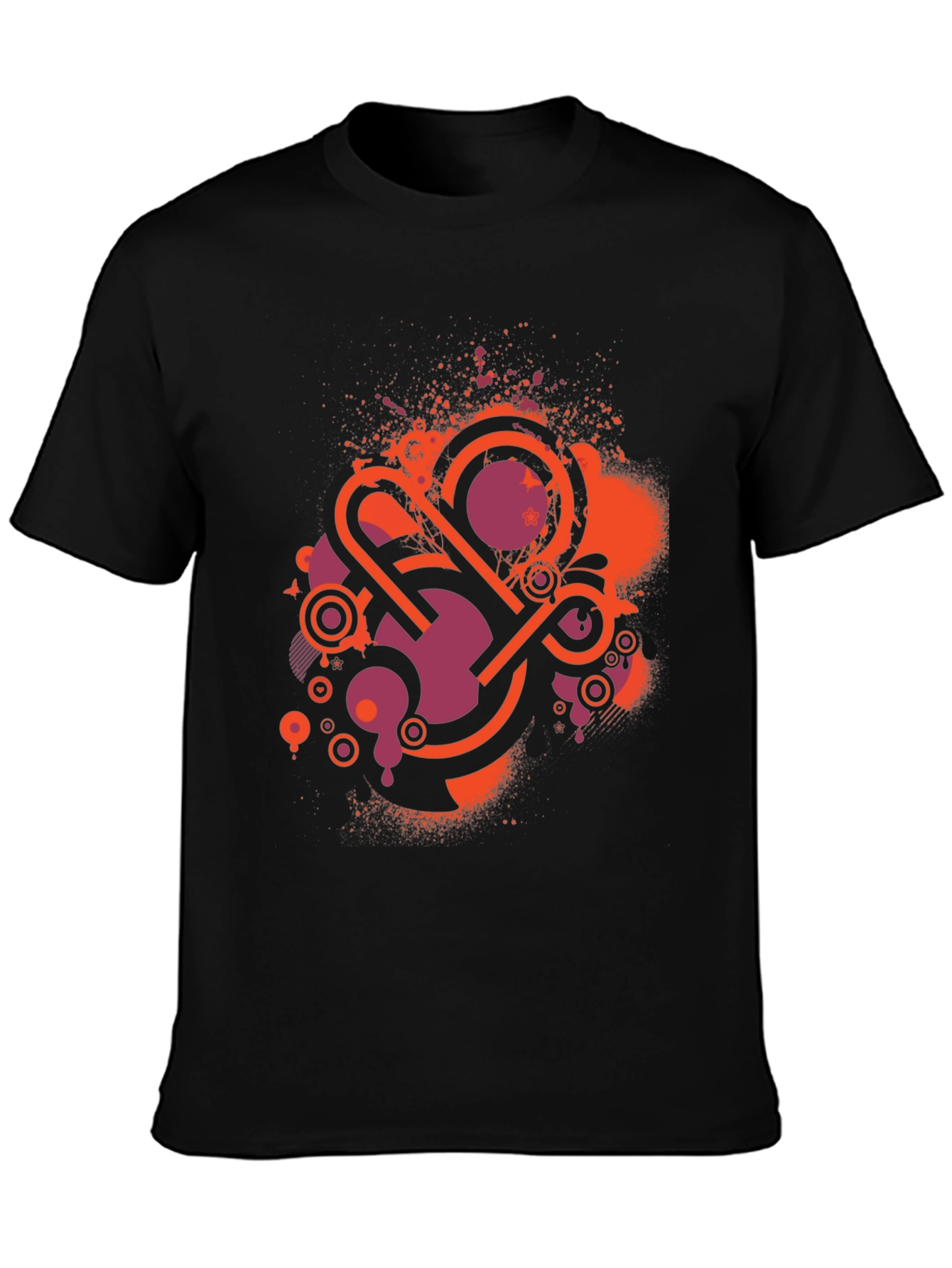 Retro Abstract Graphic Black Tee