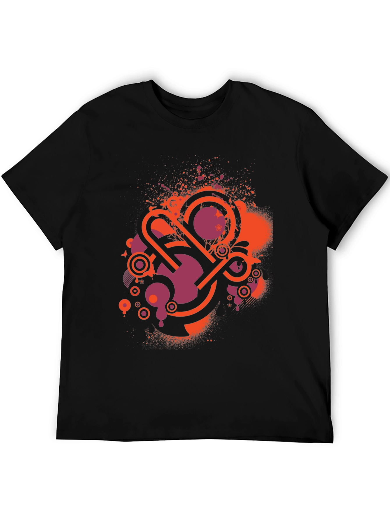 Retro Abstract Graphic Black Tee