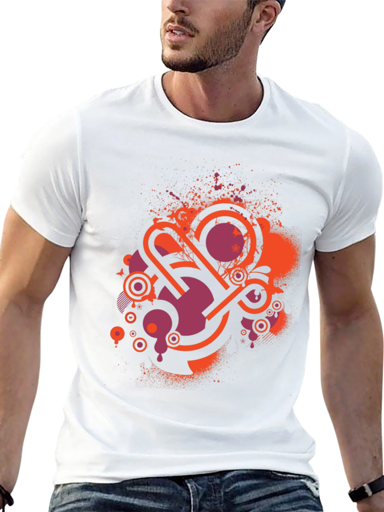 Retro Abstract Graphic Black Tee