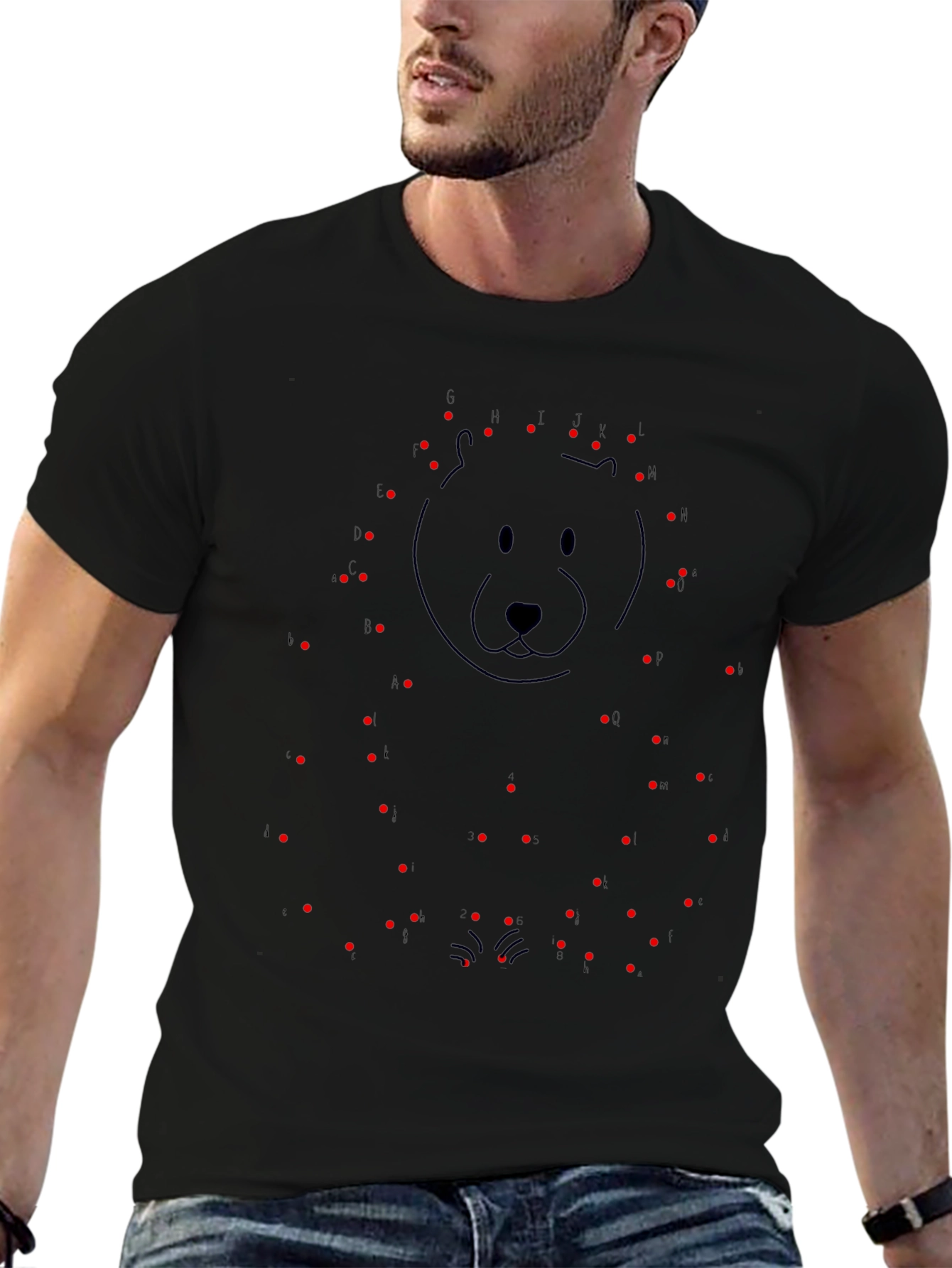 Connect the Dots Bear Graphic T-Shirt - Black