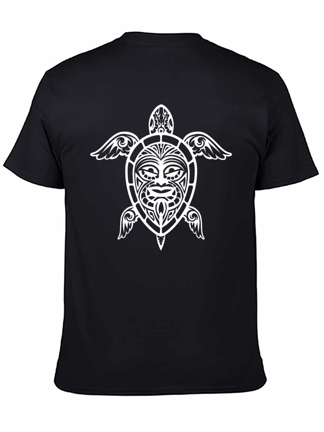 Tribal Turtle Graphic Tee - Soft Black Cotton