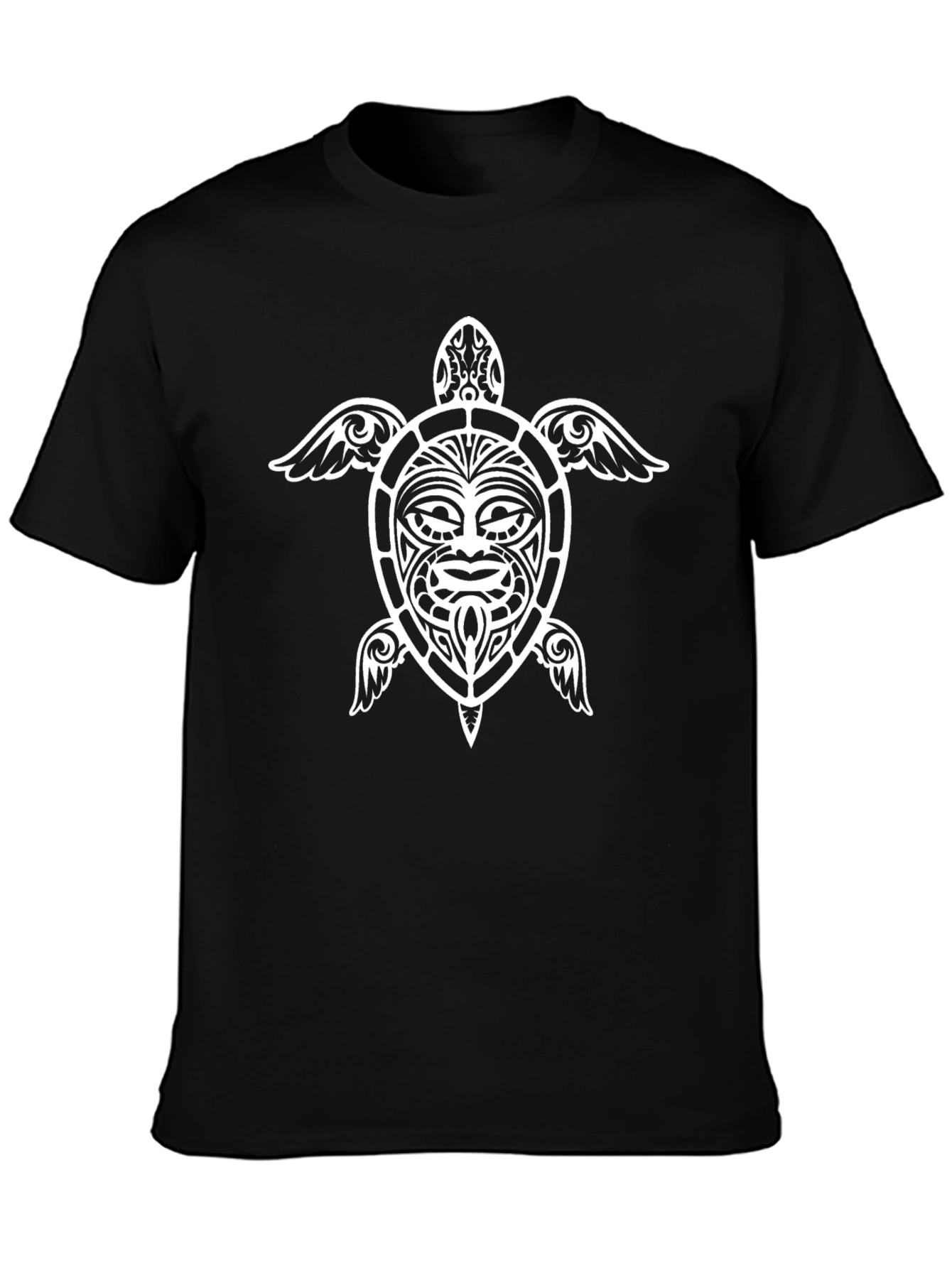 Tribal Turtle Graphic Tee - Soft Black Cotton