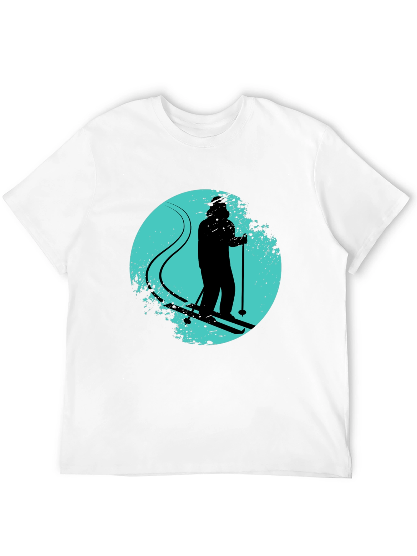 Skiing Silhouette Graphic Tee - Black Crew Neck