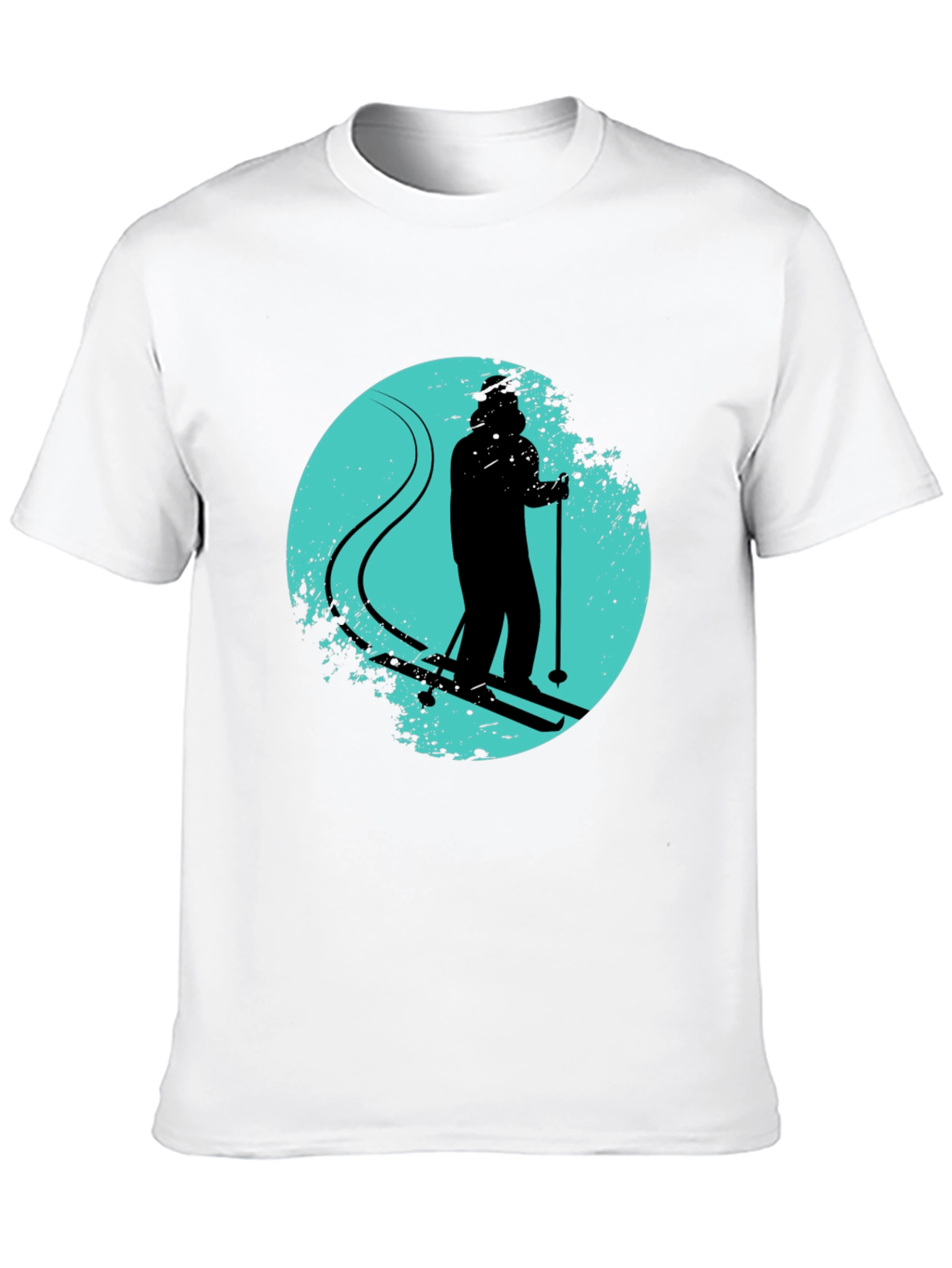 Skiing Silhouette Graphic Tee - Black Crew Neck