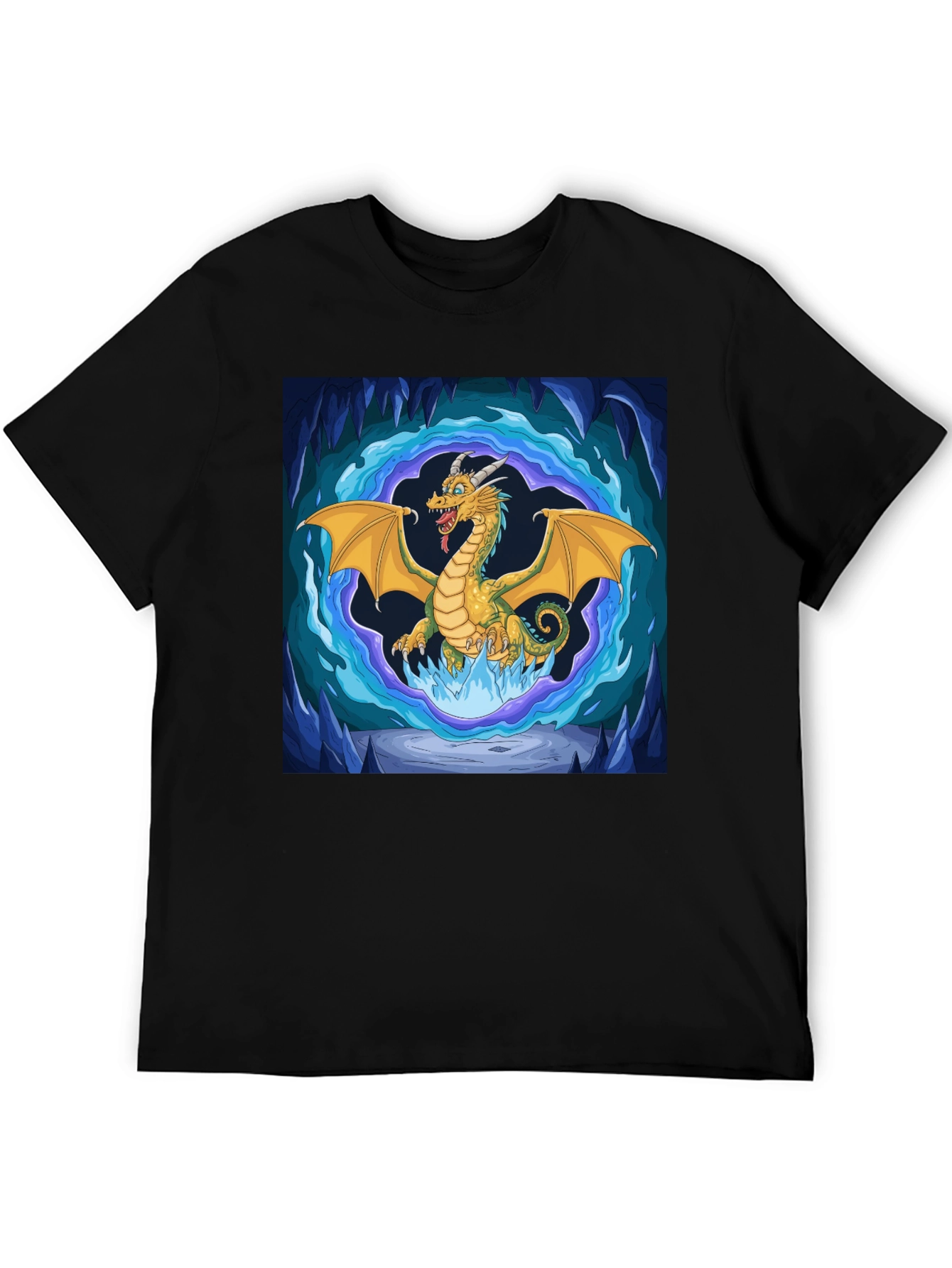 Dragon Graphic Tee - Fantasy Art Black T-Shirt