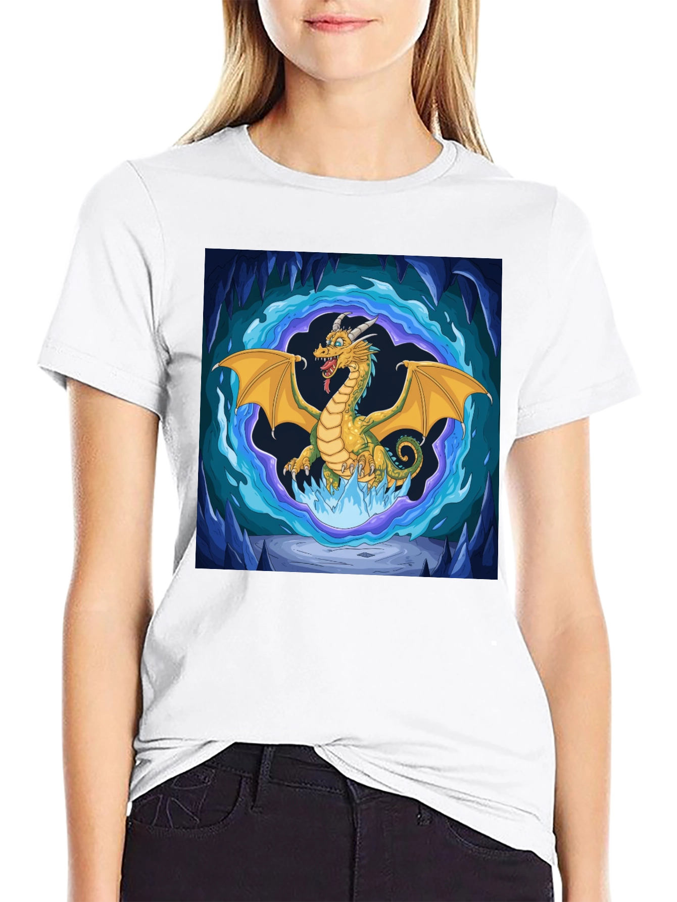 Dragon Graphic Tee - Fantasy Art Black T-Shirt