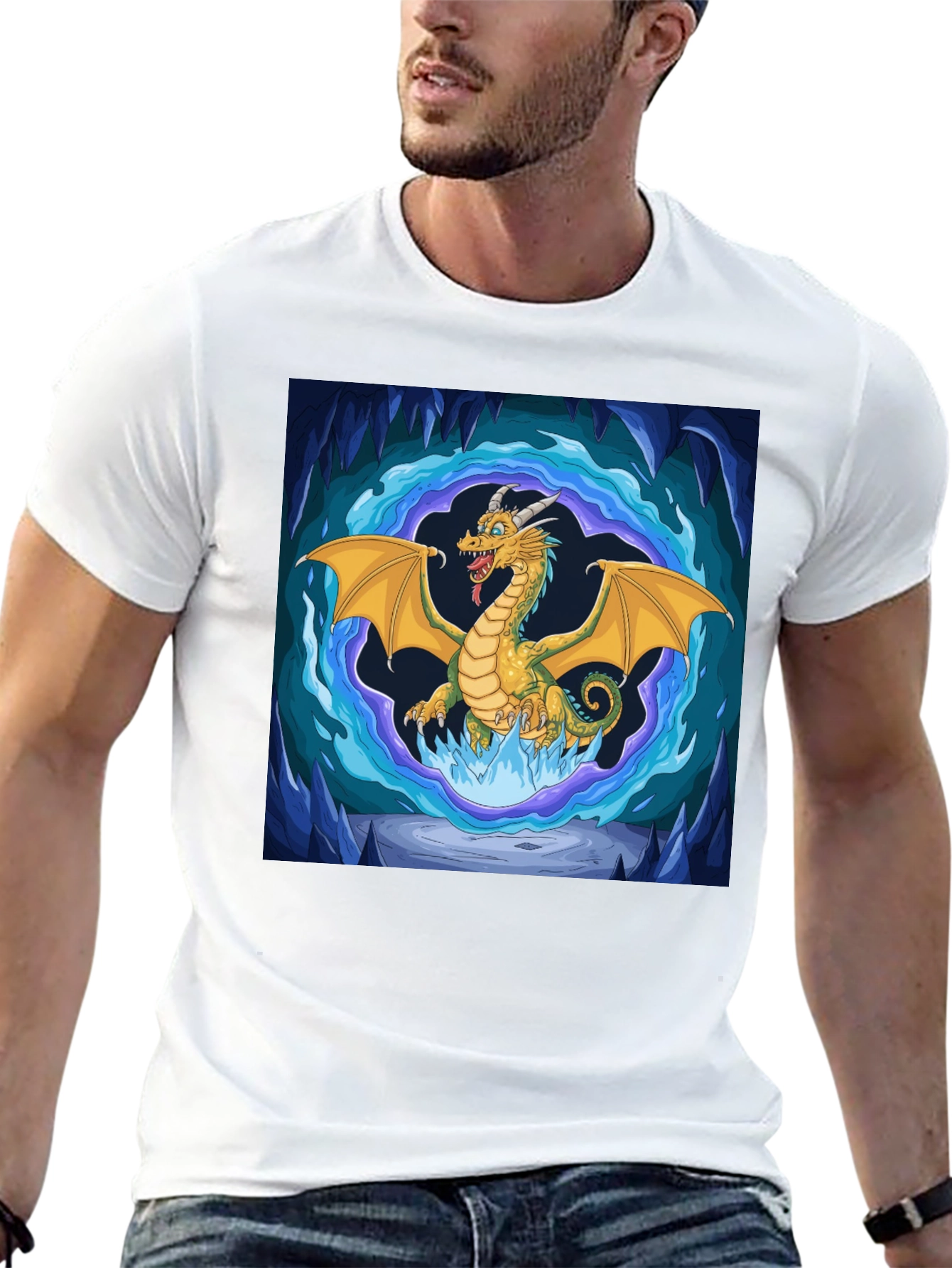 Dragon Graphic Tee - Fantasy Art Black T-Shirt