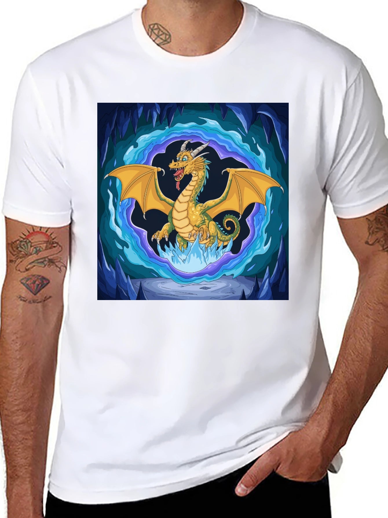Dragon Graphic Tee - Fantasy Art Black T-Shirt