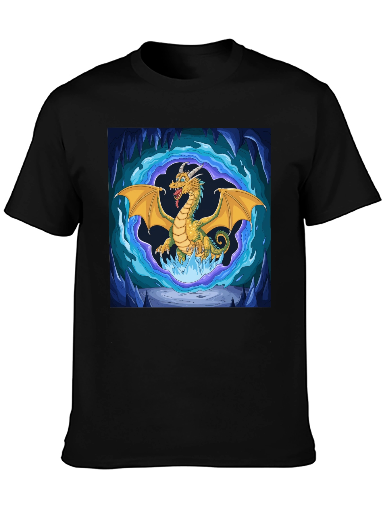 Dragon Graphic Tee - Fantasy Art Black T-Shirt
