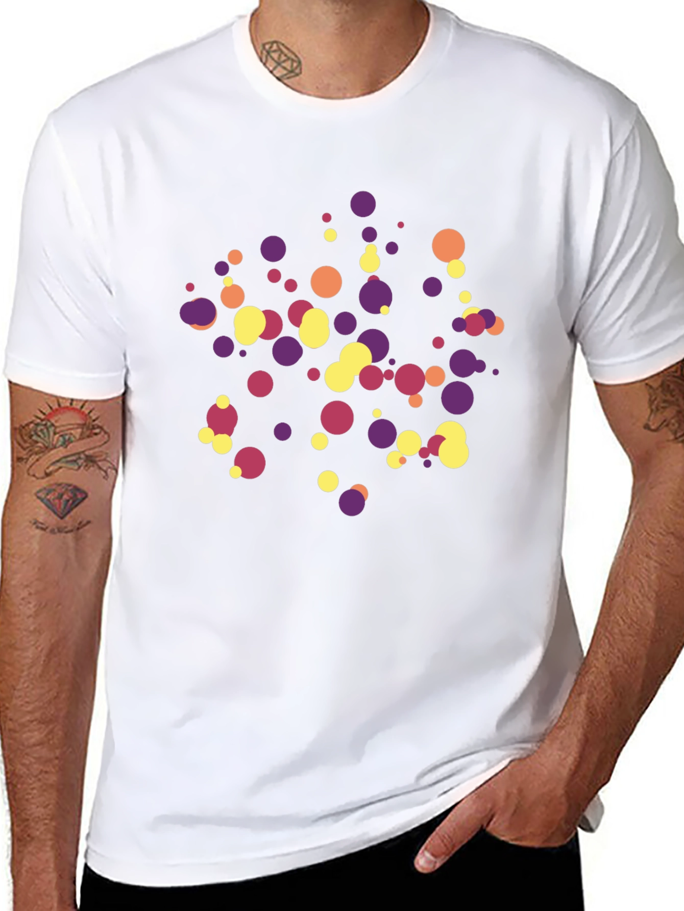 Fun Polka Dot Pattern Black T-Shirt
