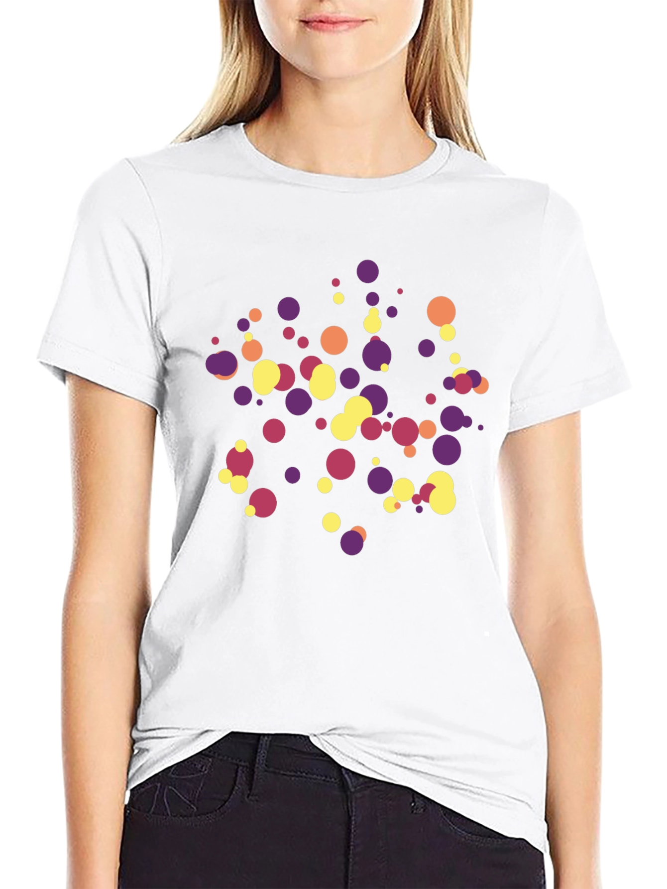 Fun Polka Dot Pattern Black T-Shirt