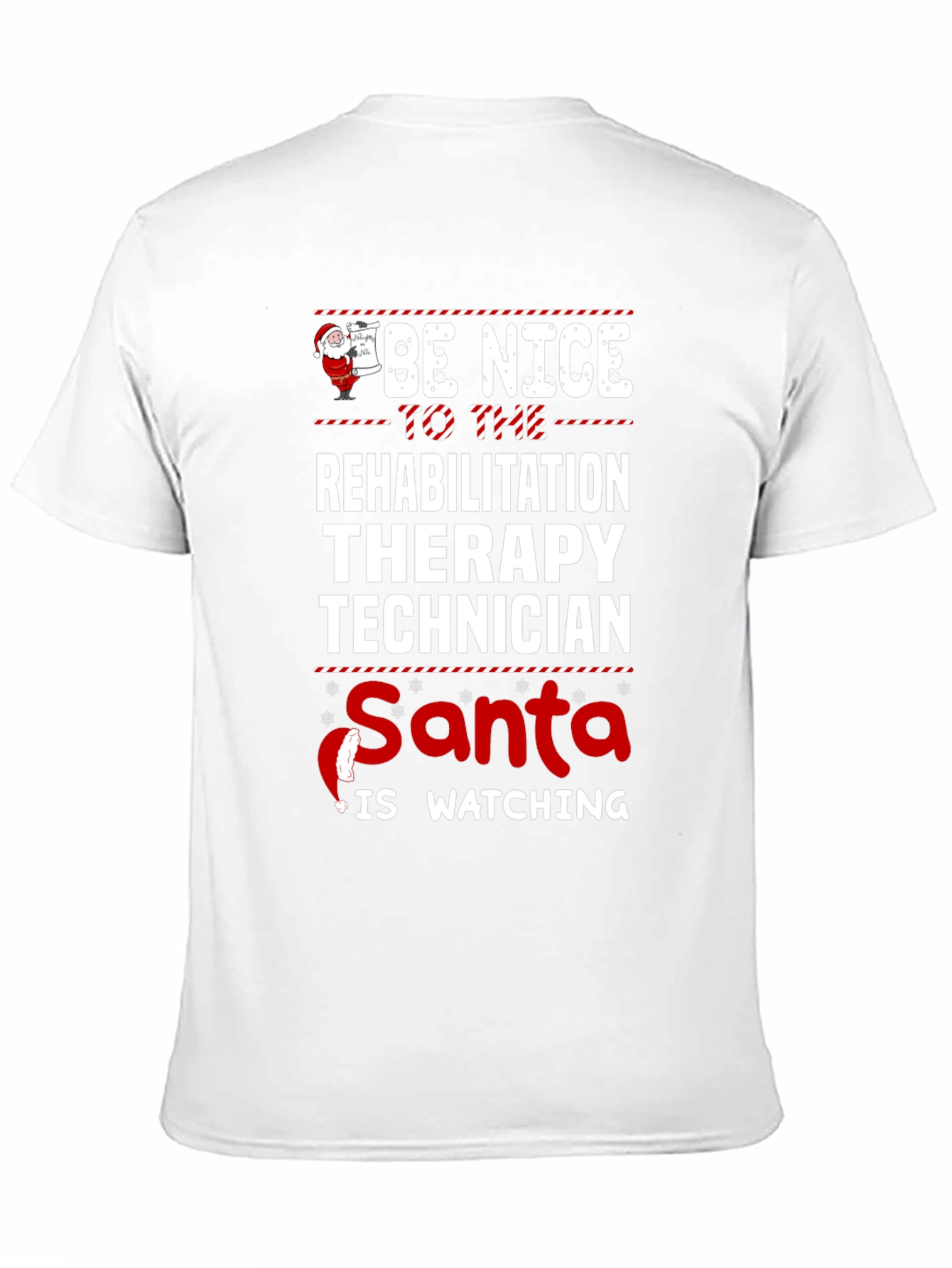 Rehab Therapy Tech Santa Watching T-Shirt