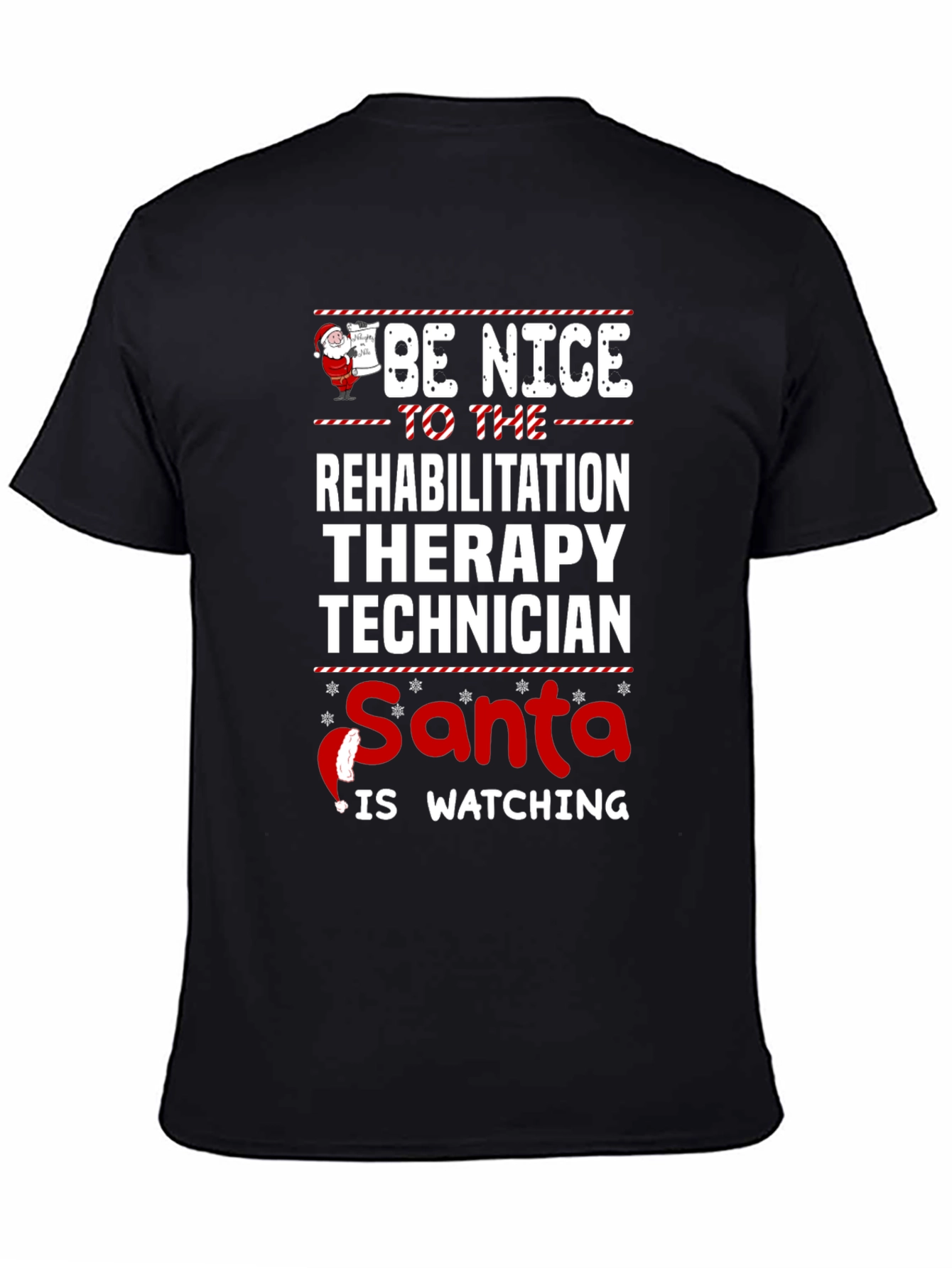 Rehab Therapy Tech Santa Watching T-Shirt