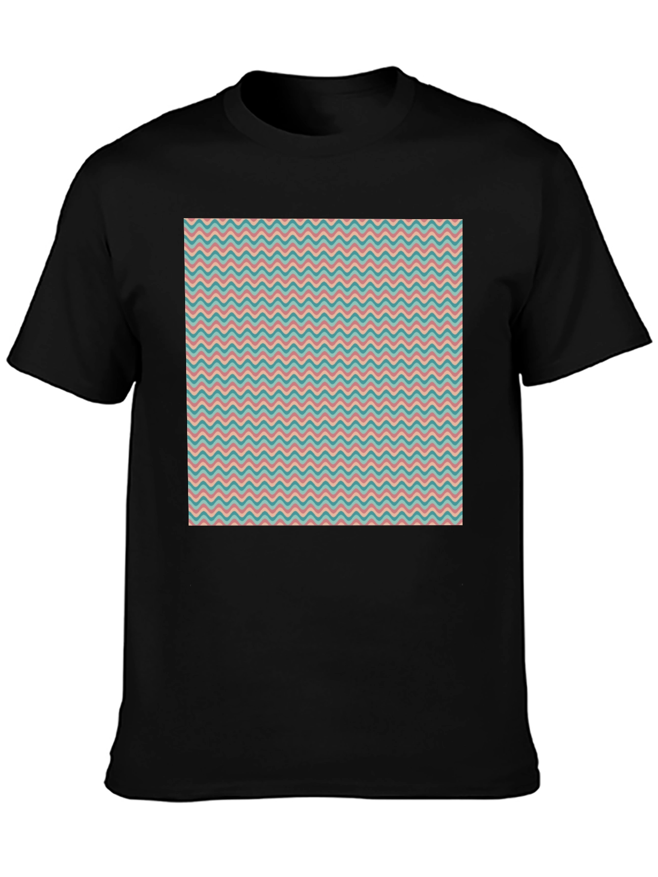 Retro Wave Pattern Tee - Black