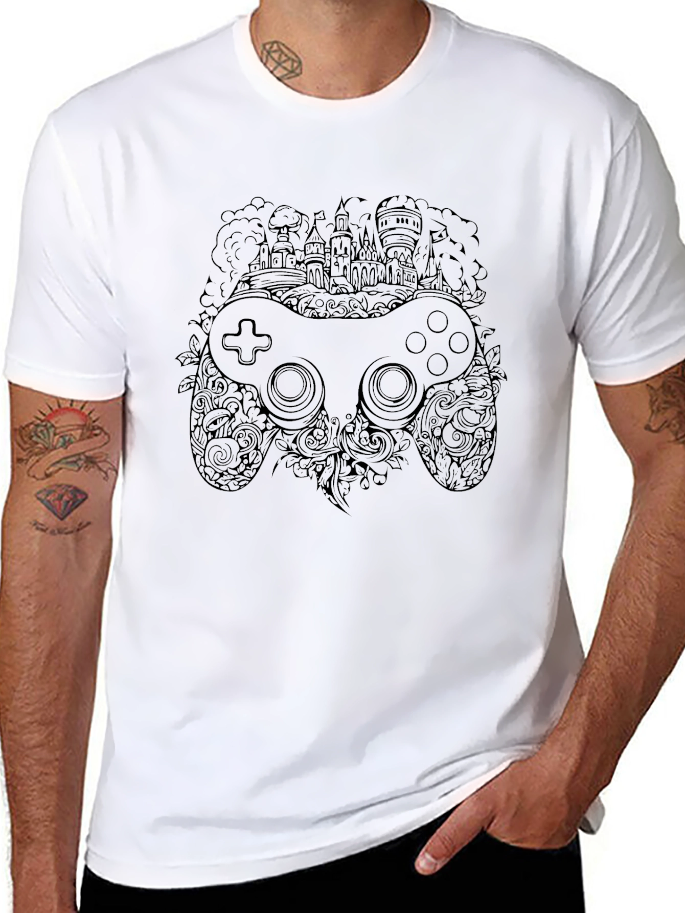 Gaming Controller Castle Black T-Shirt