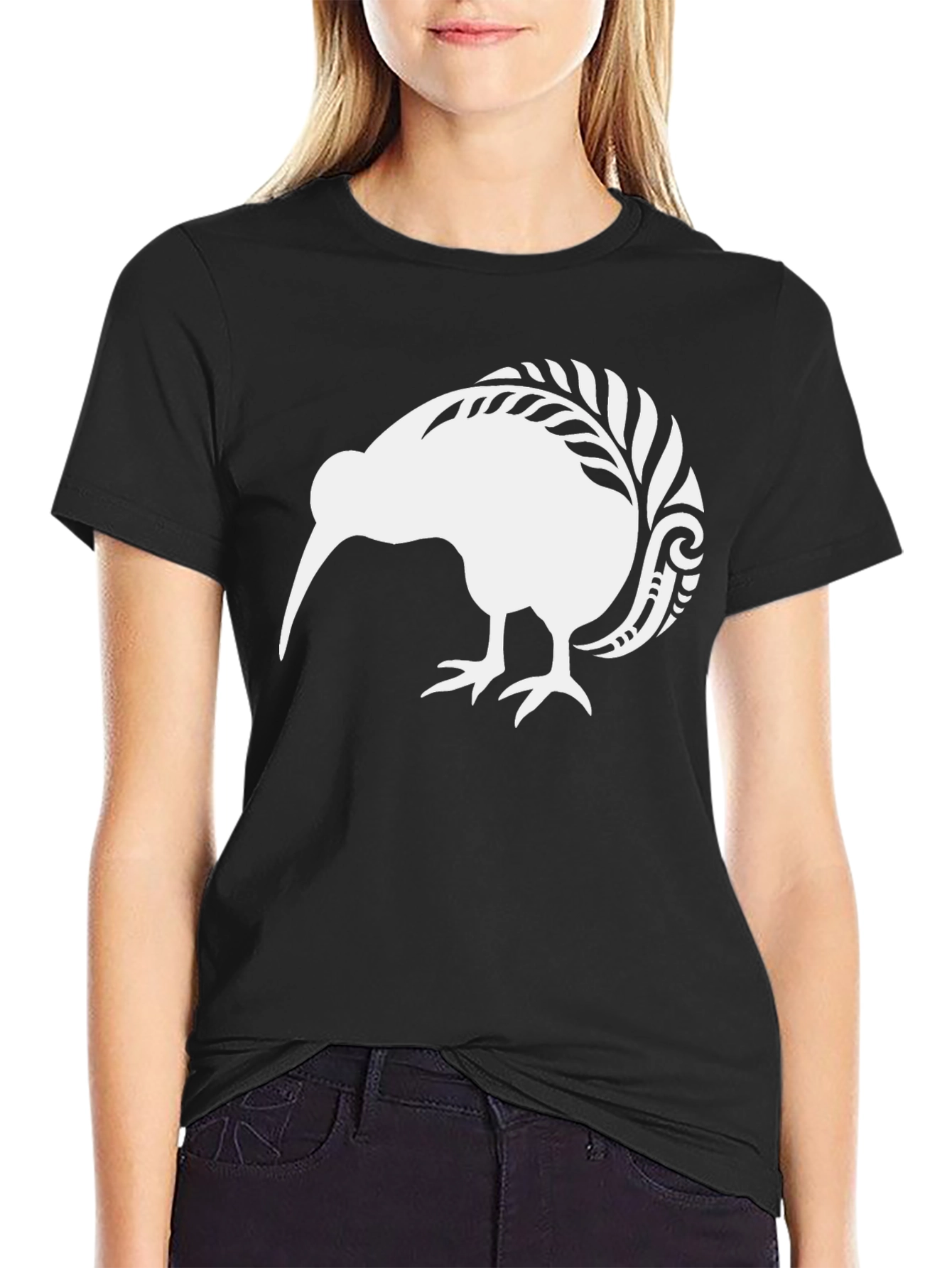 Kiwi Bird Graphic Tee - Black Cotton T-Shirt