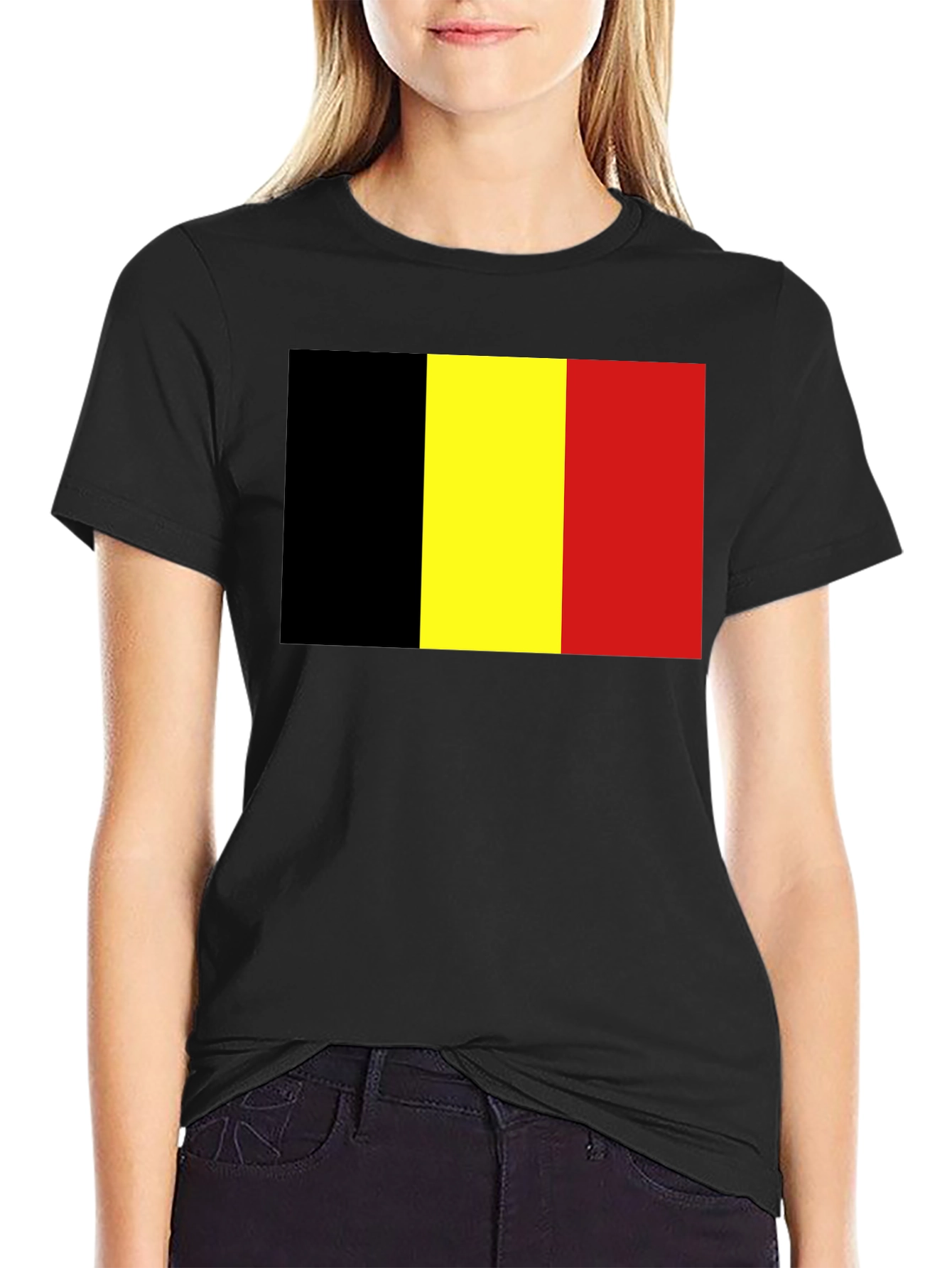 Belgium Flag Graphic T-Shirt - Black