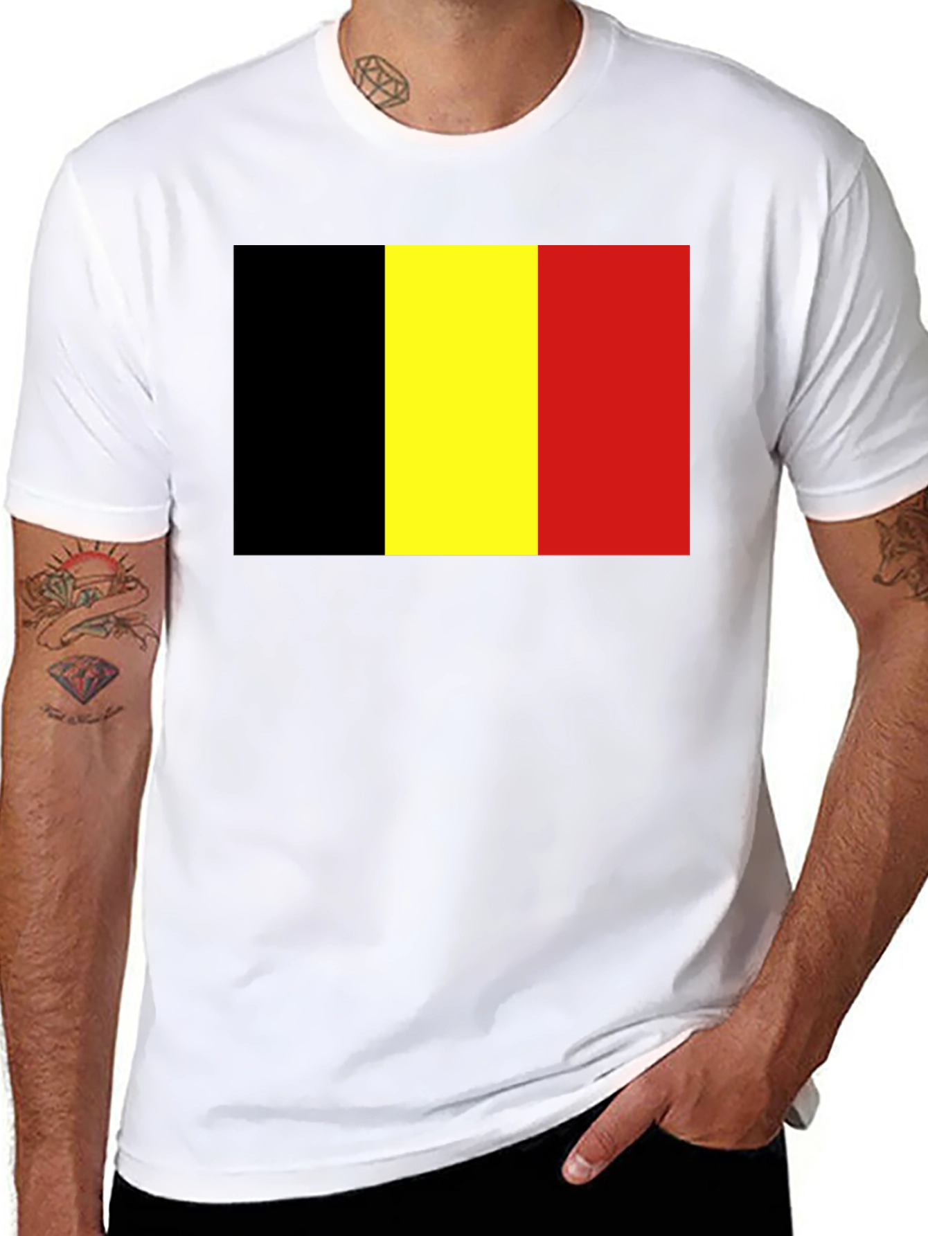 Belgium Flag Graphic T-Shirt - Black