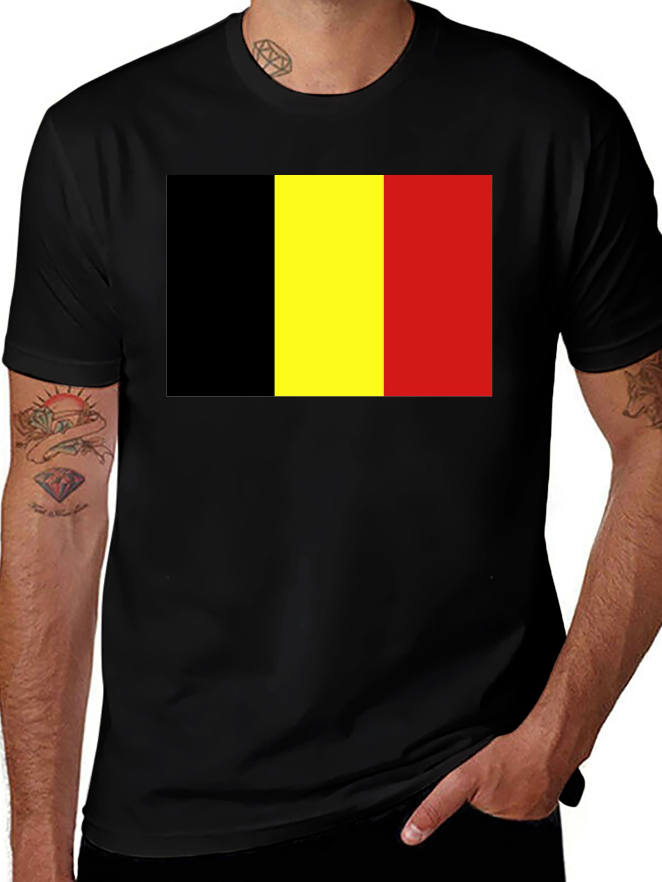 Belgium Flag Graphic T-Shirt - Black