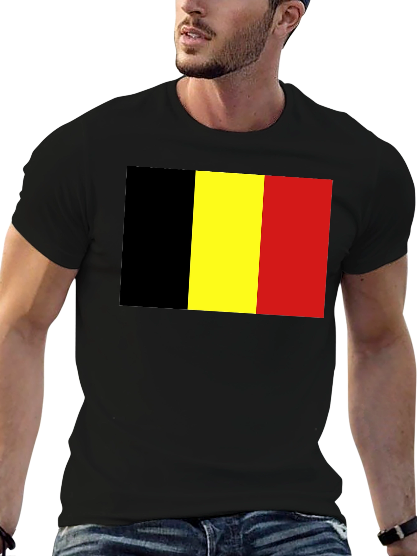 Belgium Flag Graphic T-Shirt - Black