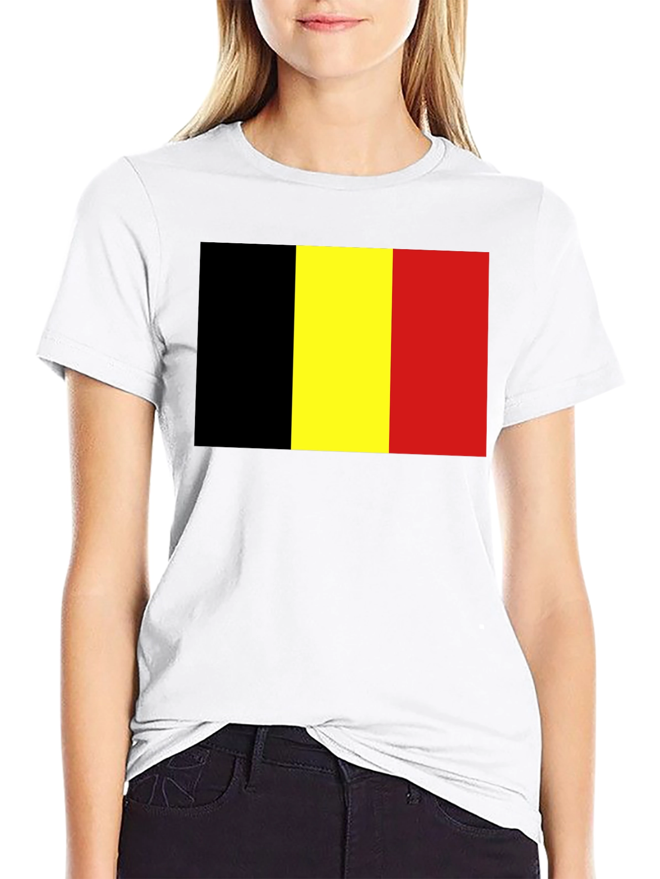 Belgium Flag Graphic T-Shirt - Black
