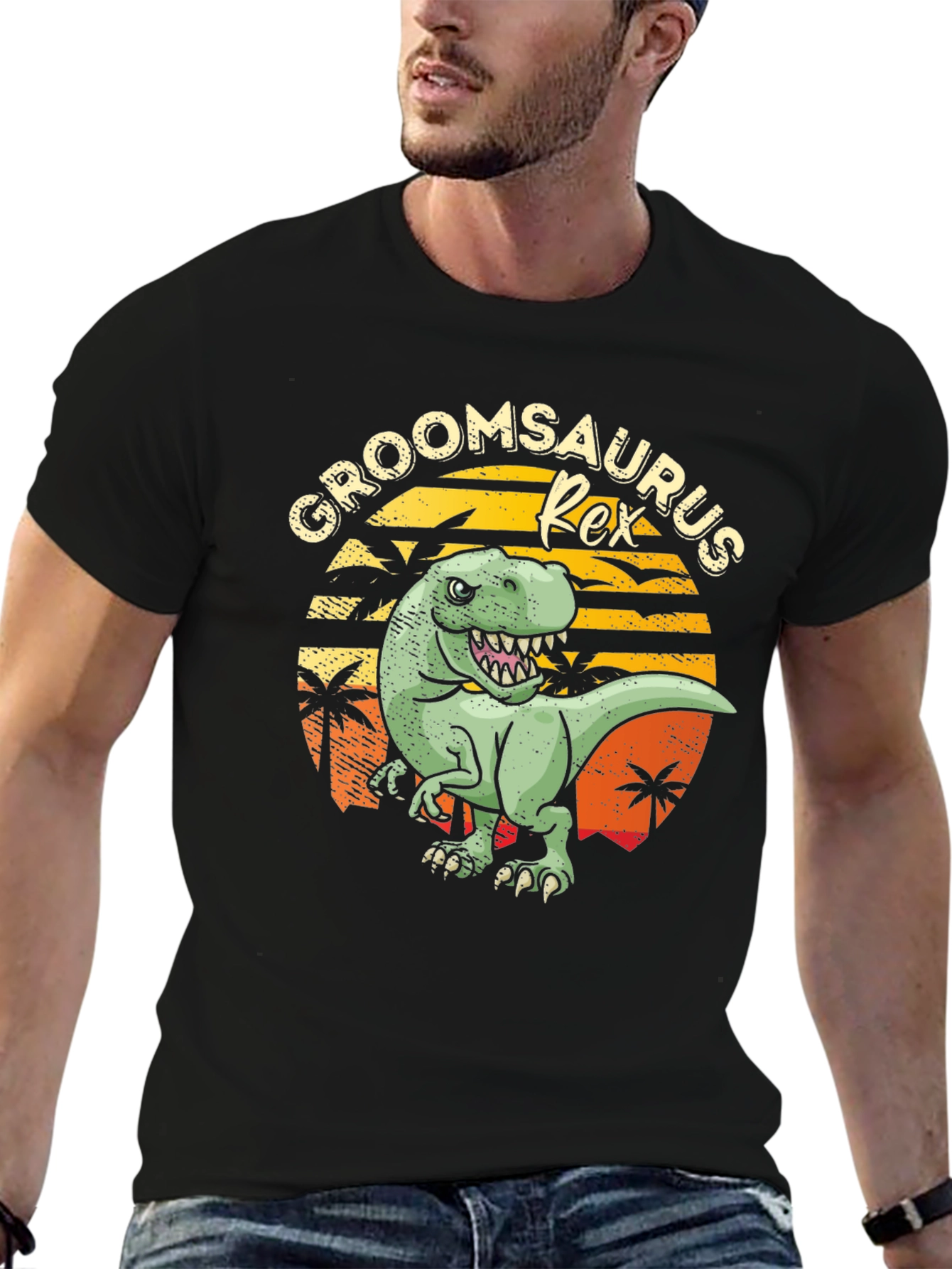 Groomsaurus Rex Funny Groom Wedding Party T-Shirt