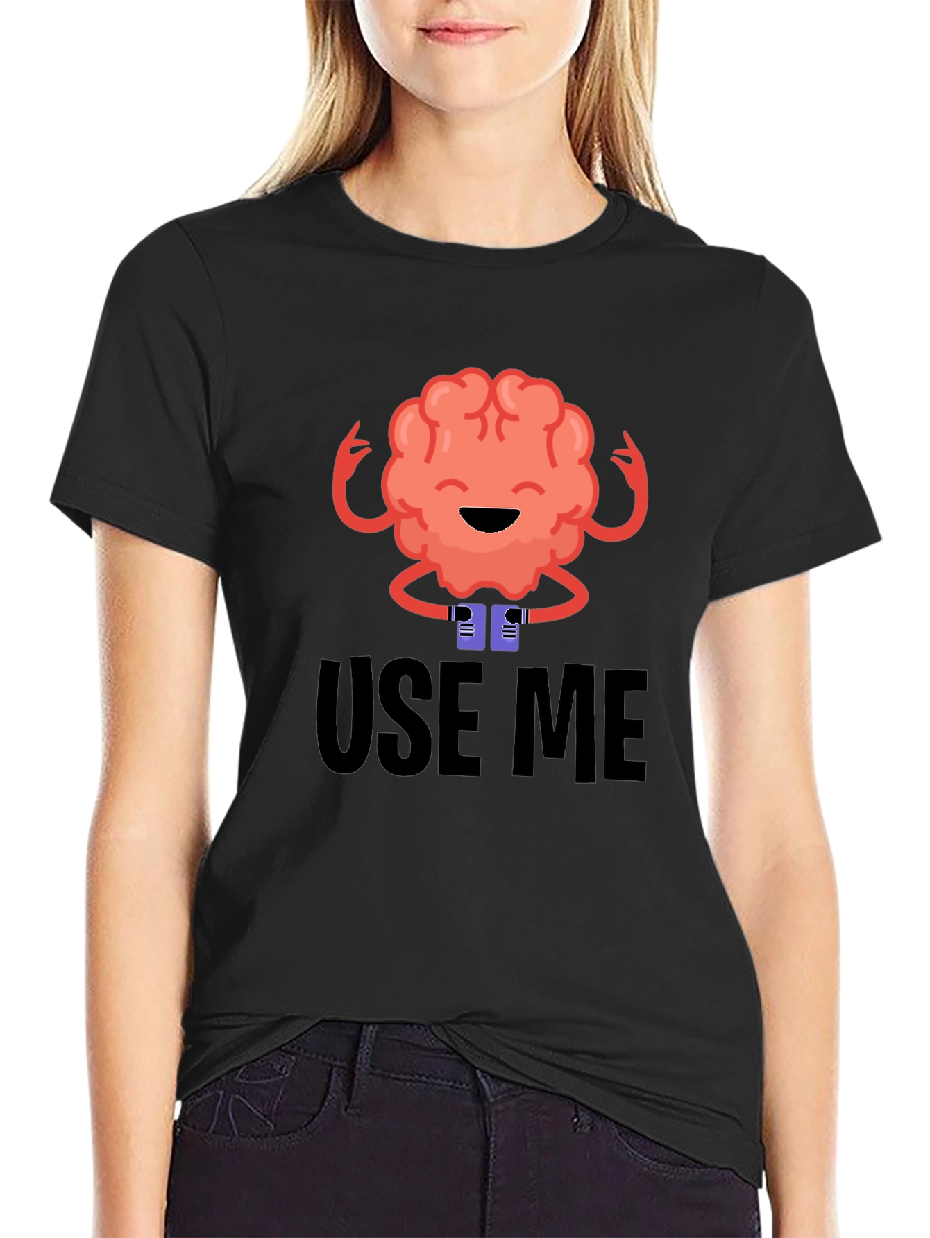 Use Me Brain Graphic Tee - Black Cotton T-Shirt