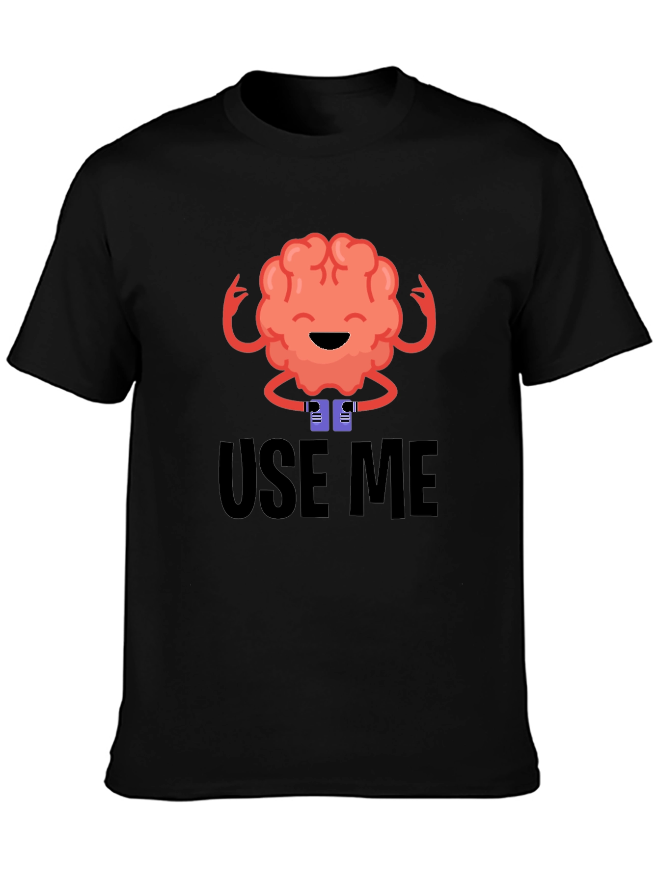 Use Me Brain Graphic Tee - Black Cotton T-Shirt