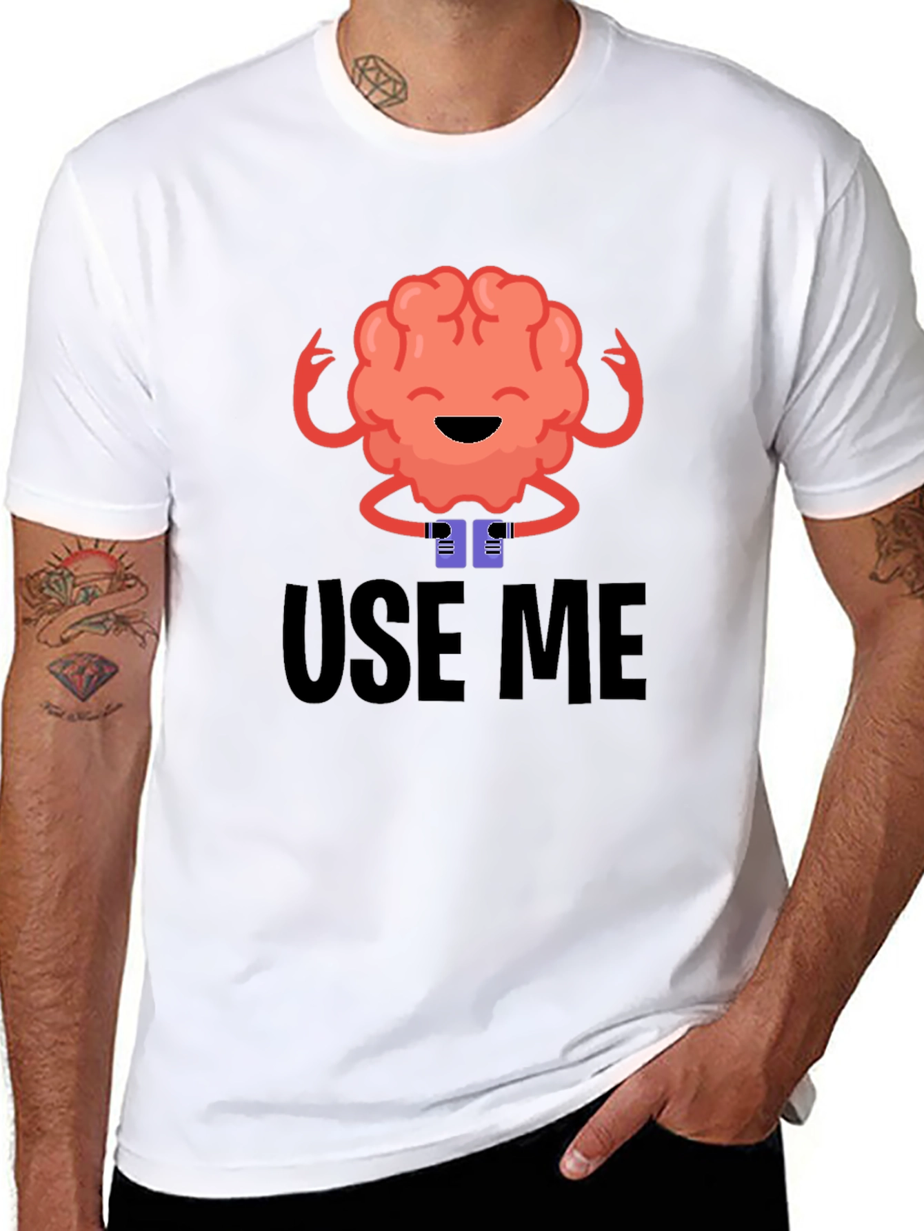 Use Me Brain Graphic Tee - Black Cotton T-Shirt