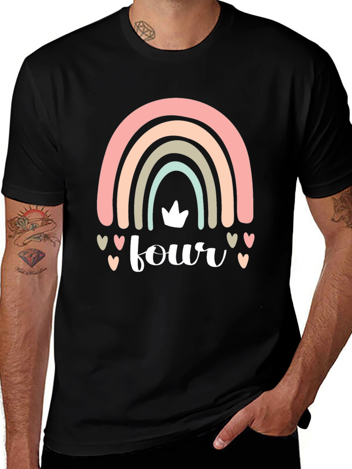 Rainbow Four Birthday Party Shirt