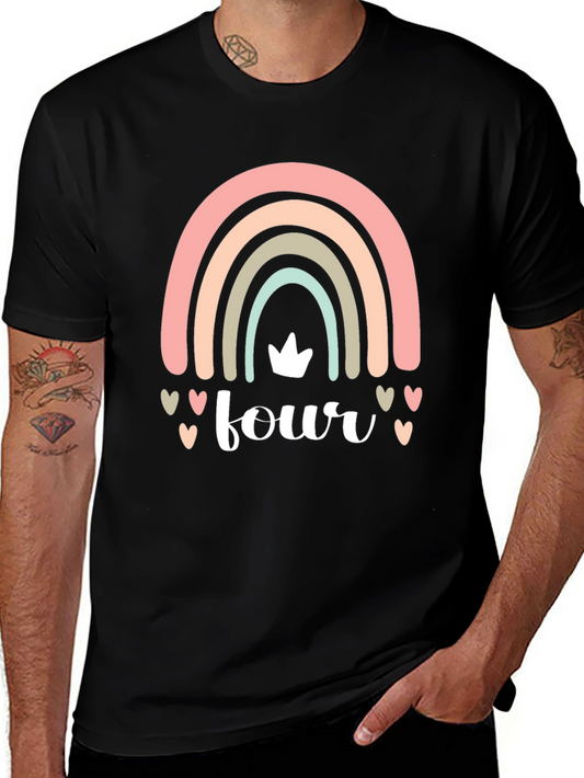 Rainbow Four Birthday Party Shirt