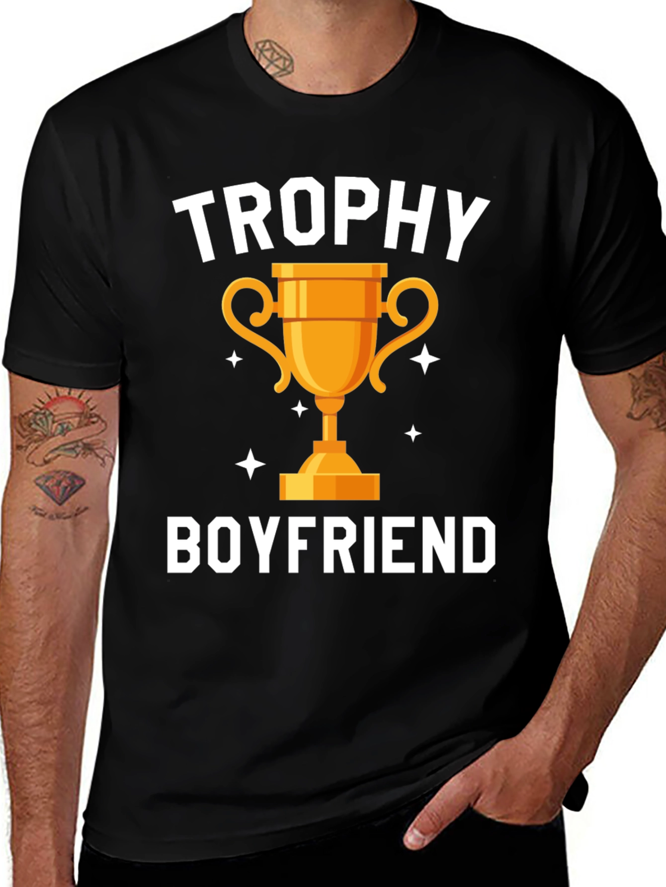 Trophy Boyfriend Graphic Tee - Black Cotton Blend