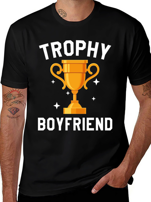 Trophy Boyfriend Graphic Tee - Black Cotton Blend
