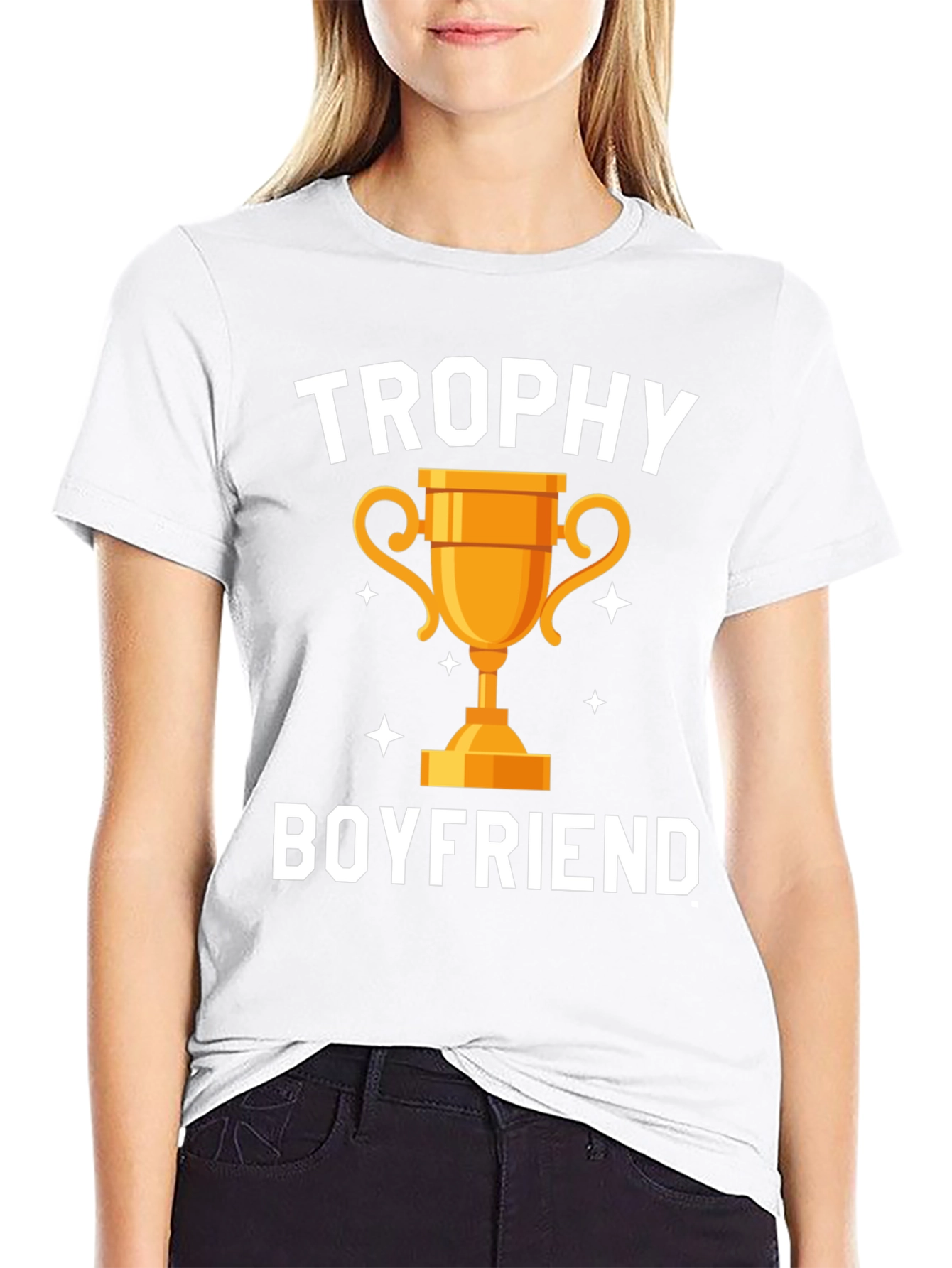 Trophy Boyfriend Graphic Tee - Black Cotton Blend