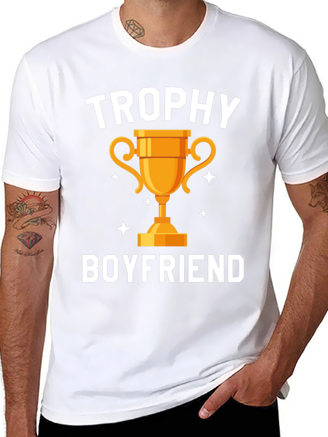 Trophy Boyfriend Graphic Tee - Black Cotton Blend