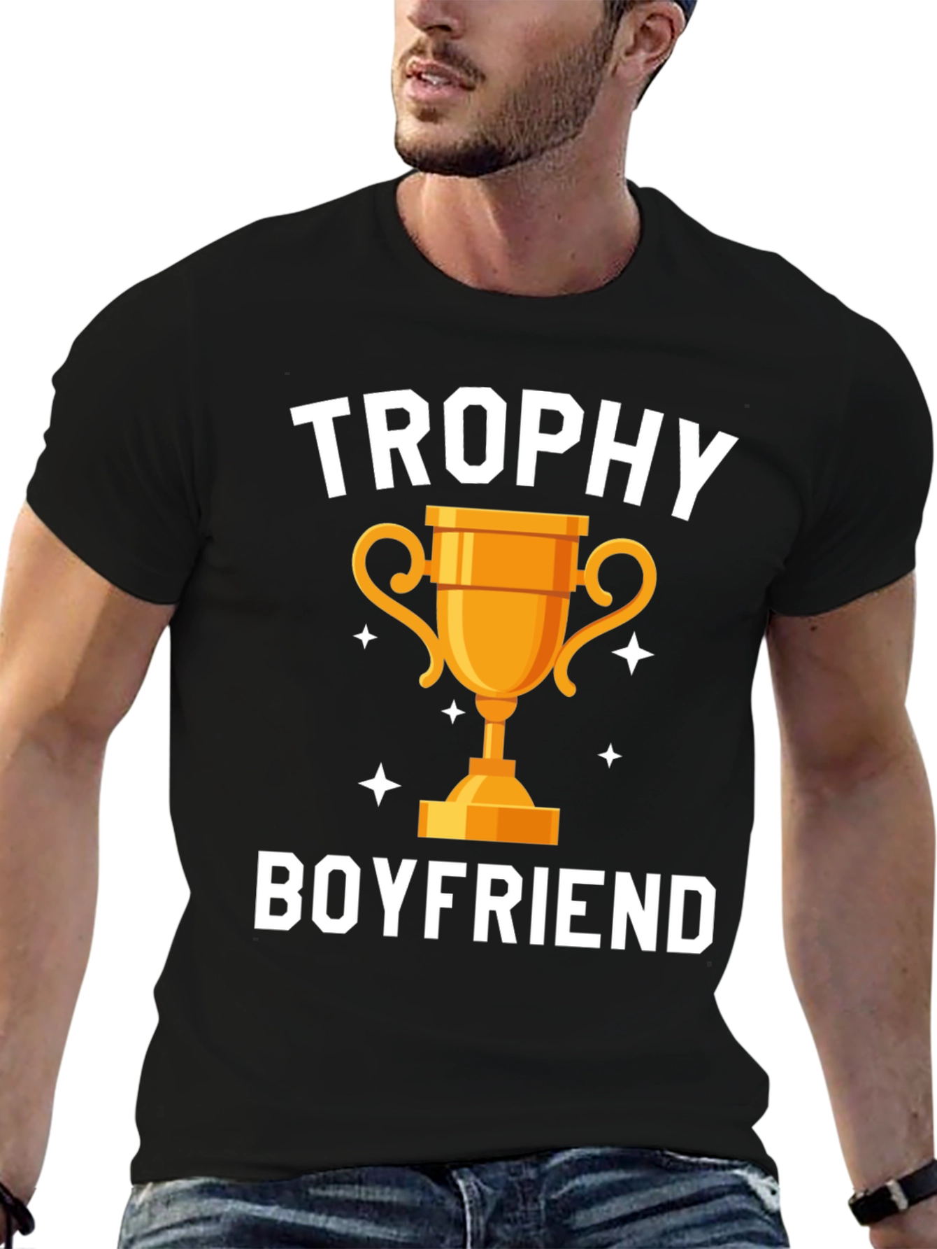 Trophy Boyfriend Graphic Tee - Black Cotton Blend