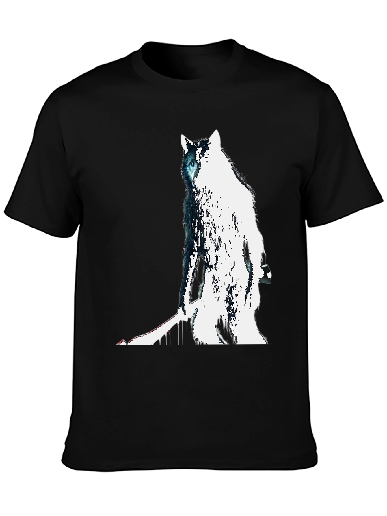 Wolf Graphic Print Tee - Mens Black T-Shirt