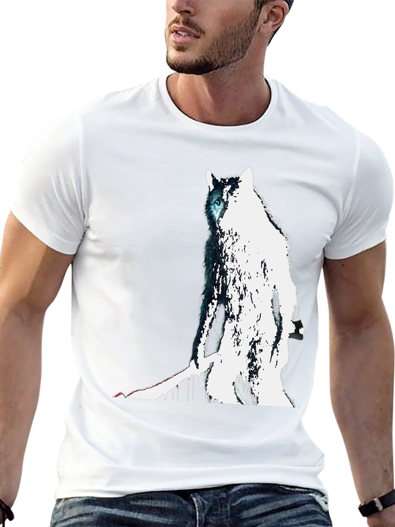 Wolf Graphic Print Tee - Mens Black T-Shirt