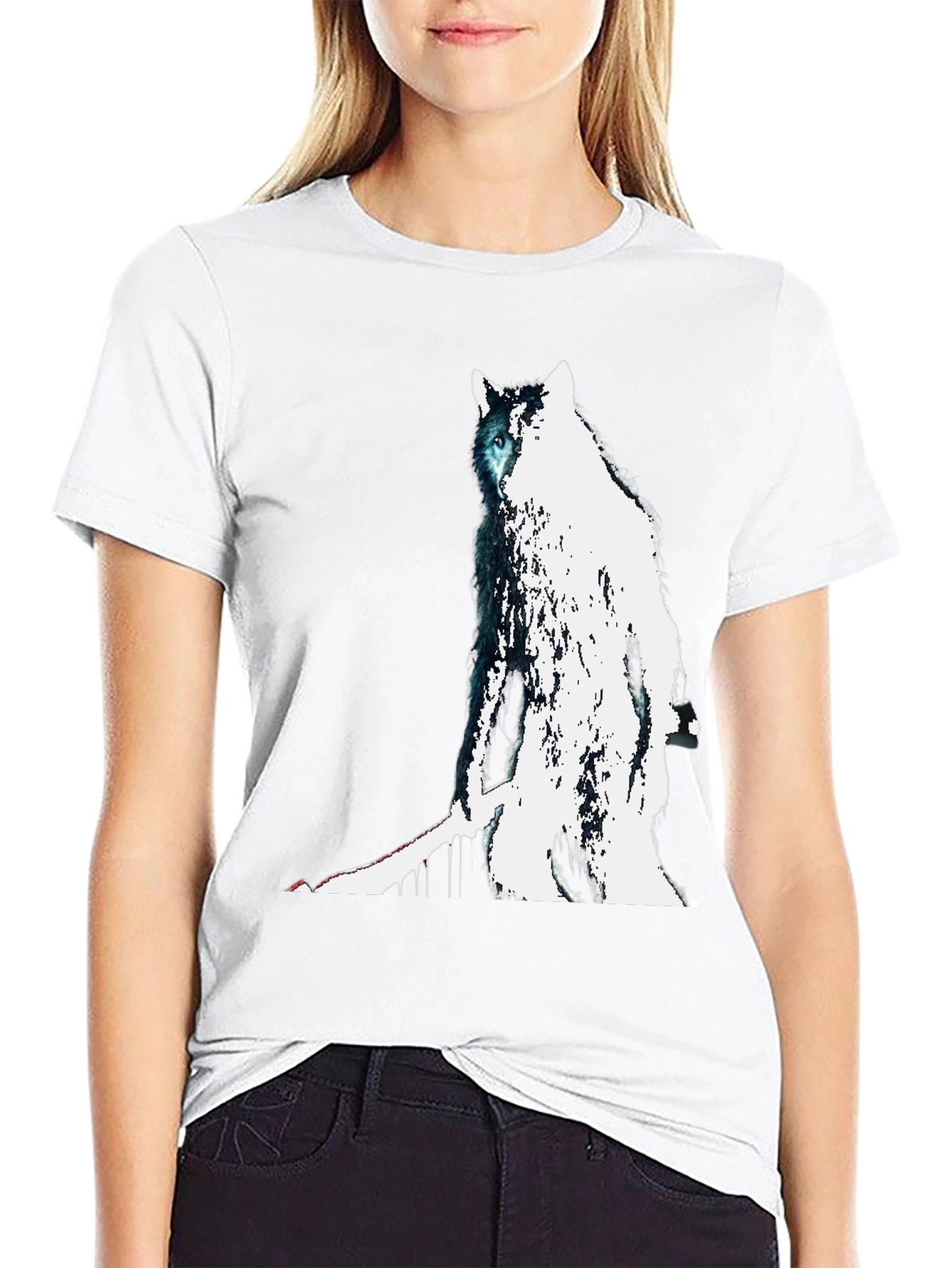 Wolf Graphic Print Tee - Mens Black T-Shirt
