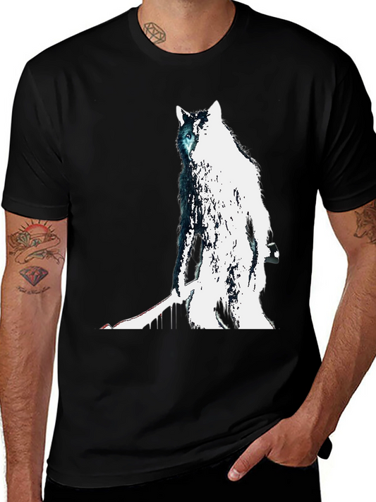 Wolf Graphic Print Tee - Mens Black T-Shirt