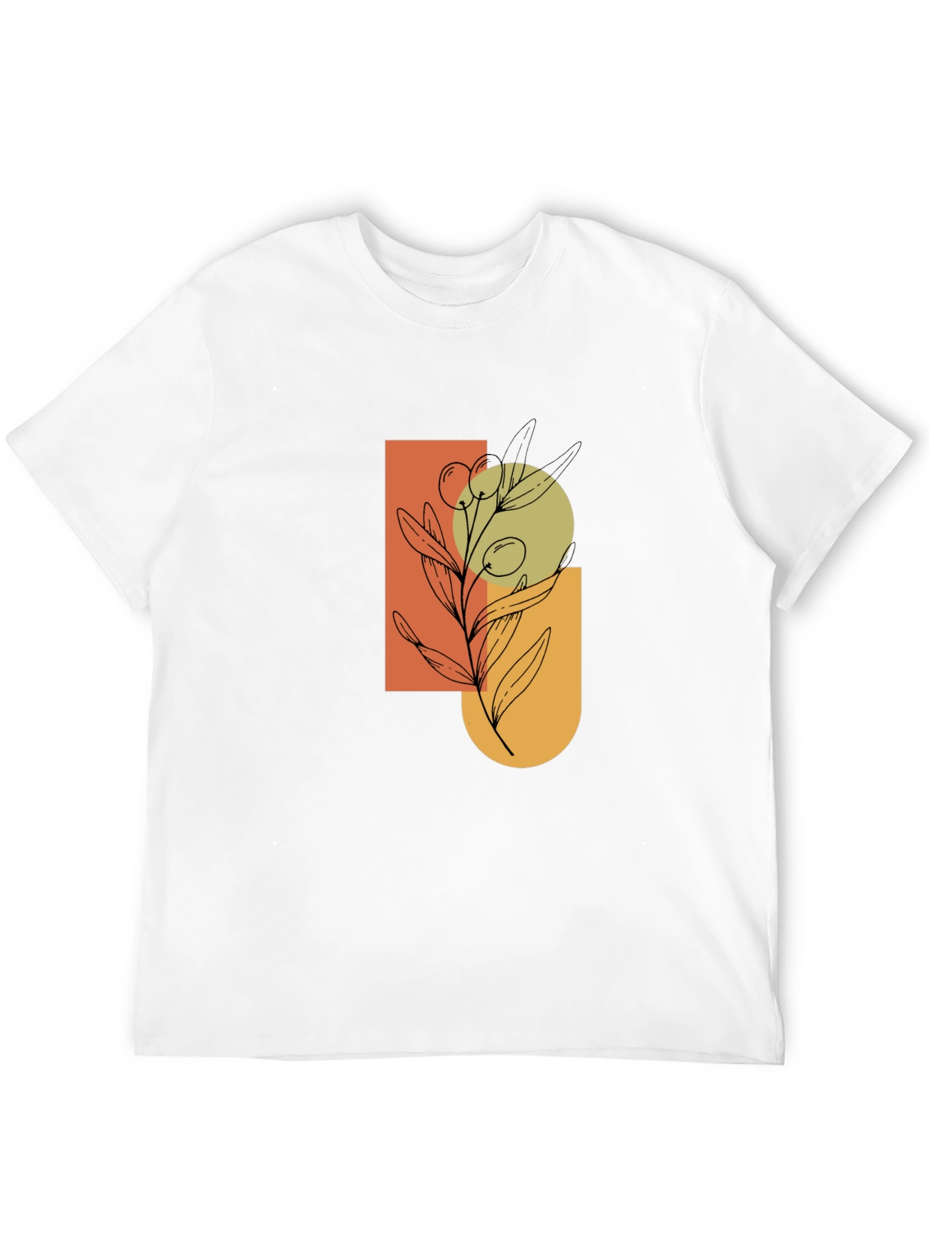 Modern Olive Branch Graphic Black T-Shirt