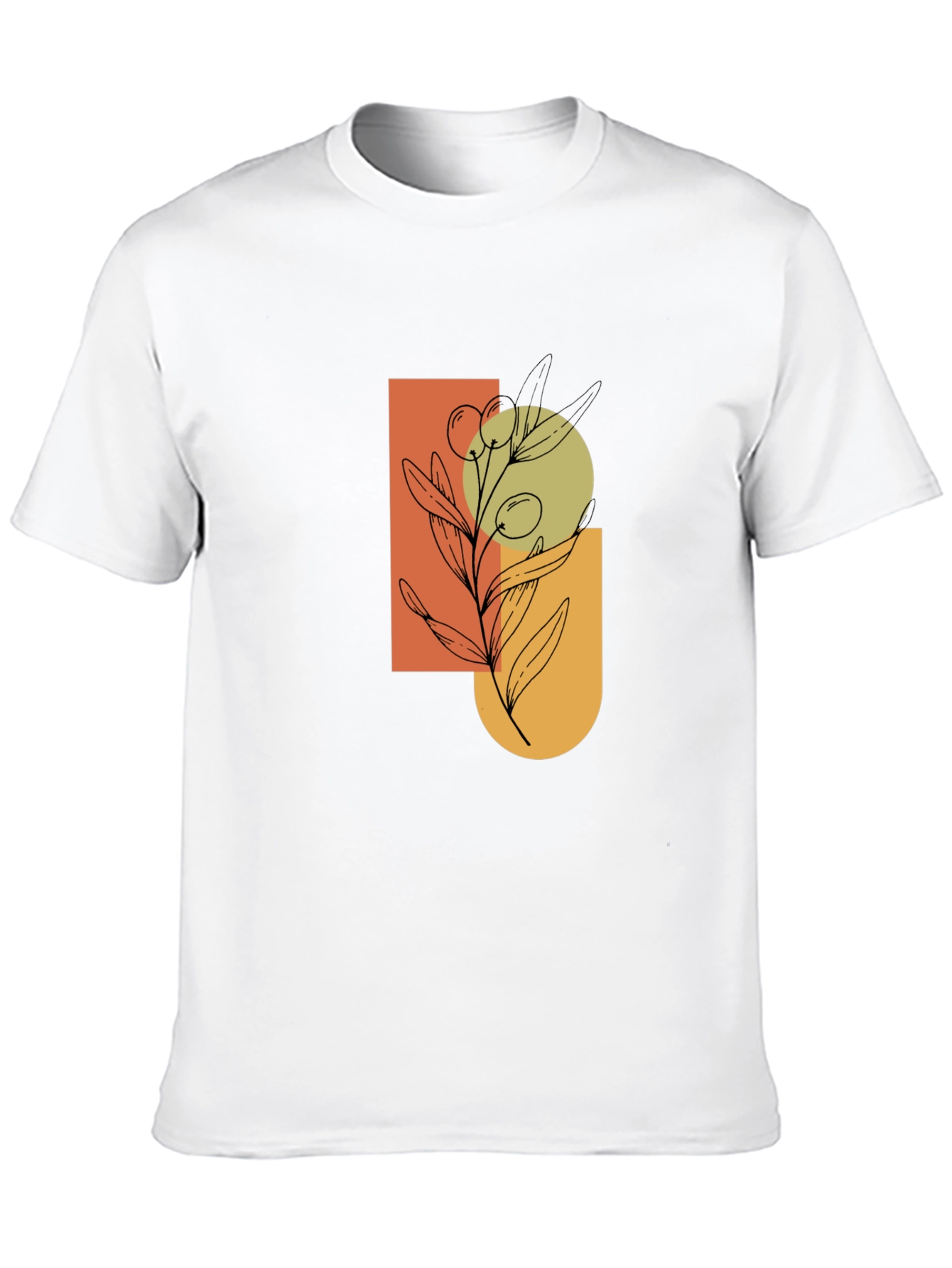 Modern Olive Branch Graphic Black T-Shirt