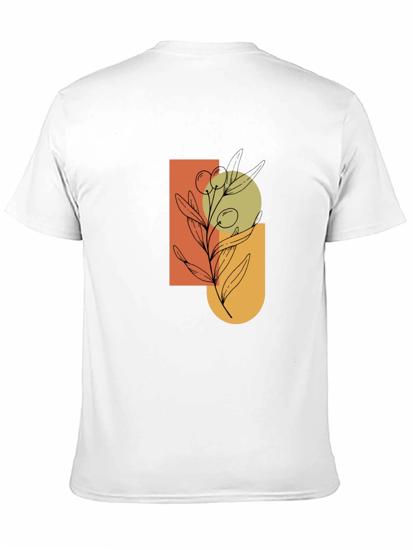 Modern Olive Branch Graphic Black T-Shirt