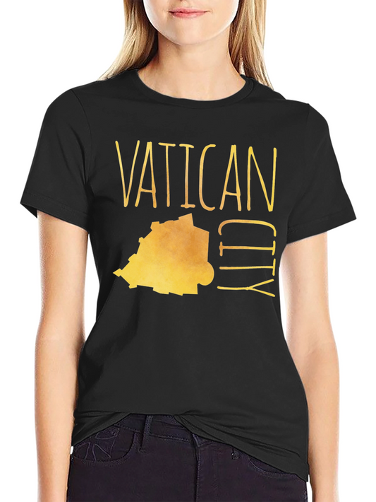 Vatican City Map Graphic Tee - Black Crew Neck T-Shirt