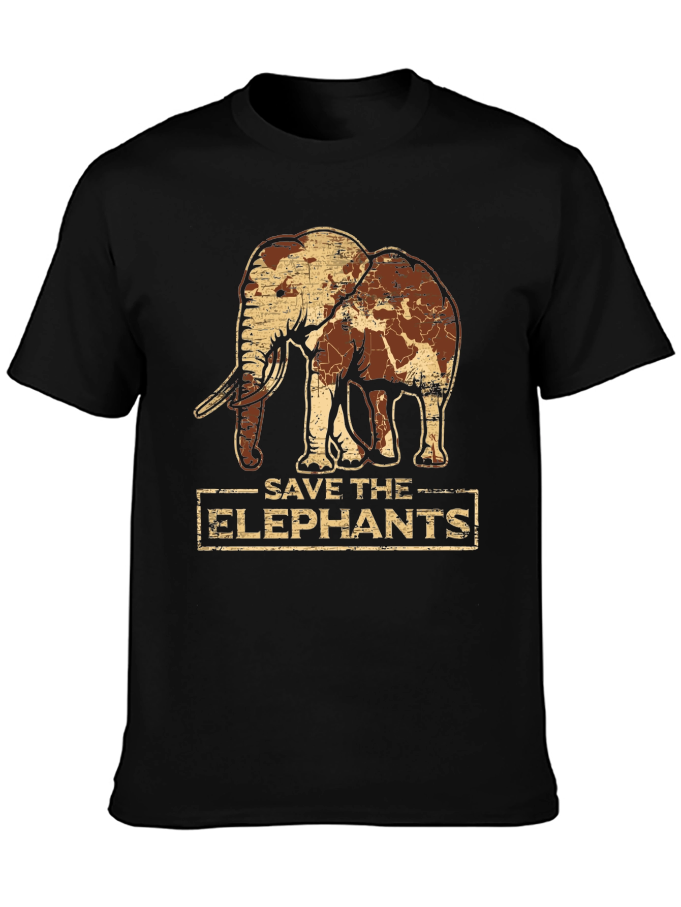 Save the Elephants Graphic Tee - Black Cotton T-Shirt