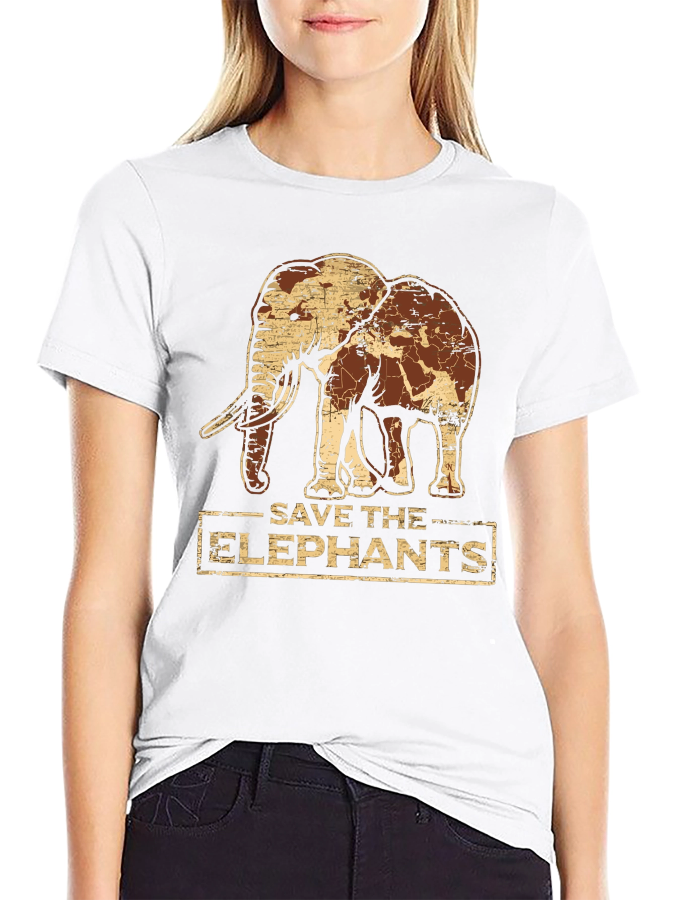 Save the Elephants Graphic Tee - Black Cotton T-Shirt