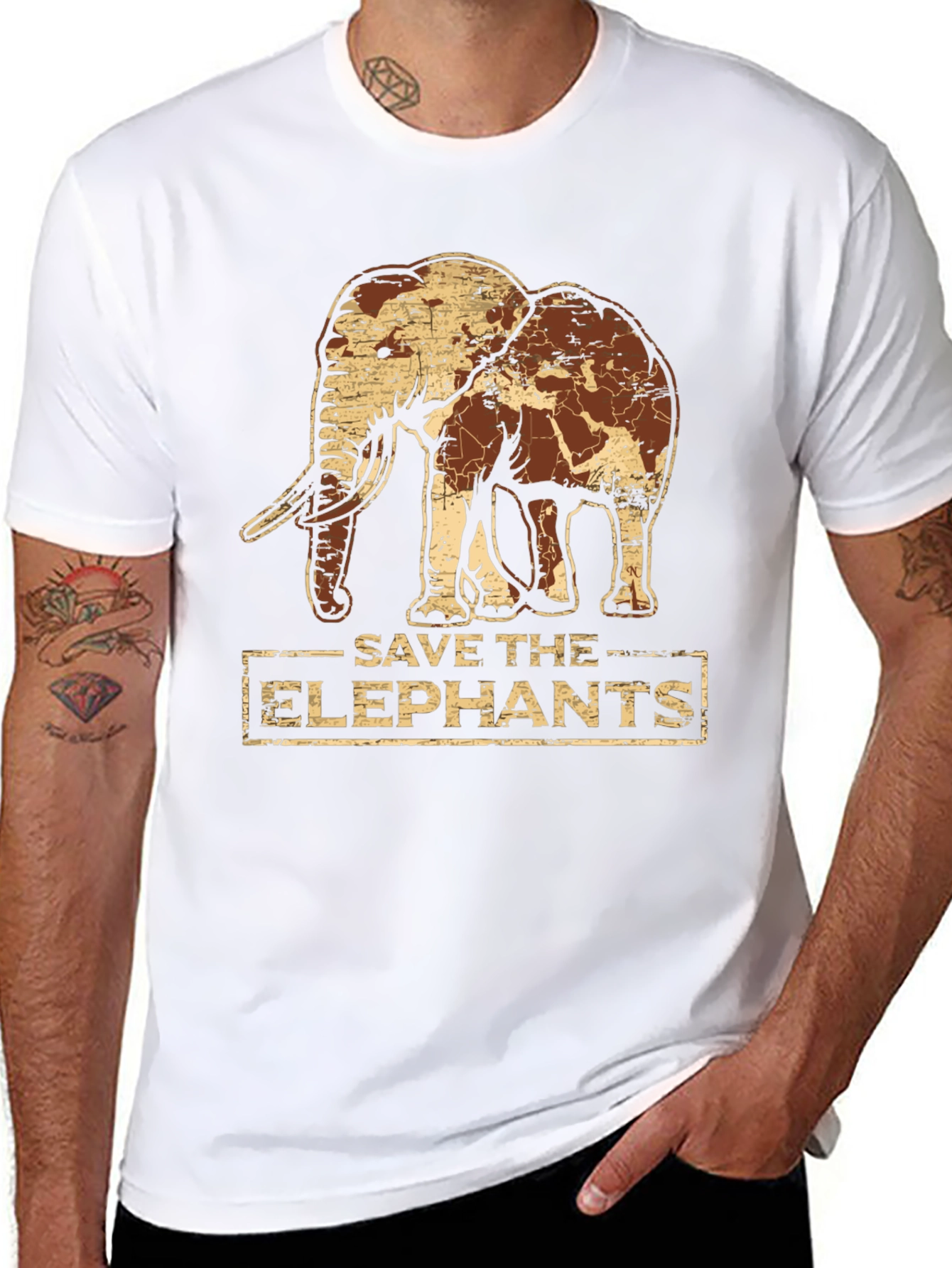 Save the Elephants Graphic Tee - Black Cotton T-Shirt