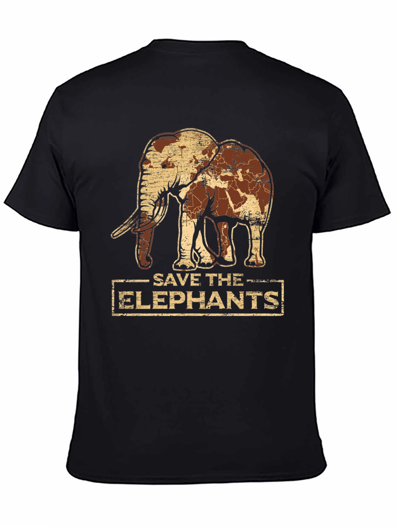 Save the Elephants Graphic Tee - Black Cotton T-Shirt