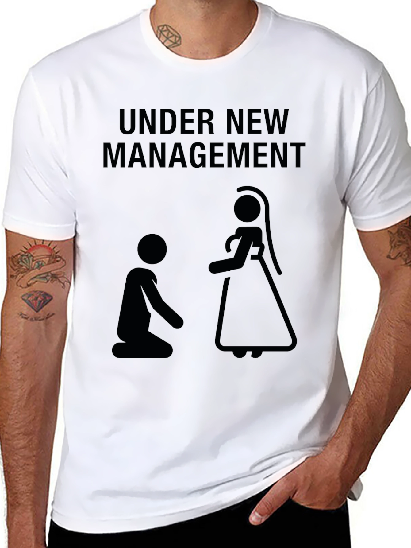 Under New Management T-Shirt: Funny Wedding Novelty Tee